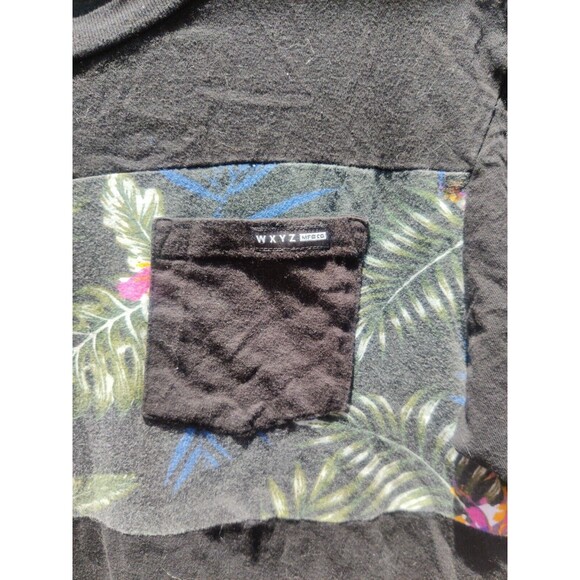 WXYZ Mf Co TShirt Floral Hawaiian Tropical Black Mens Size S Small Short Slv Top - Picture 5 of 12
